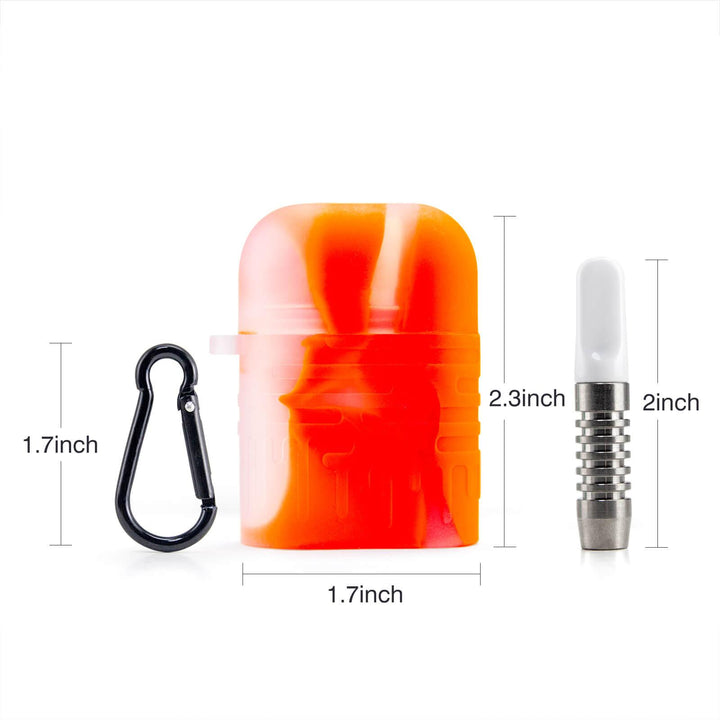 Orange Silicone One Hitter Dugout Keychain – Pocket-Sized 2.3 x 1.7 Inches