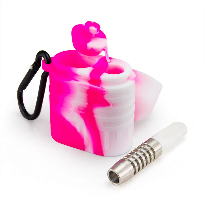 Pink Silicone Dugout with Removable Metal-Tipped One Hitter Included for On-the-Go Use