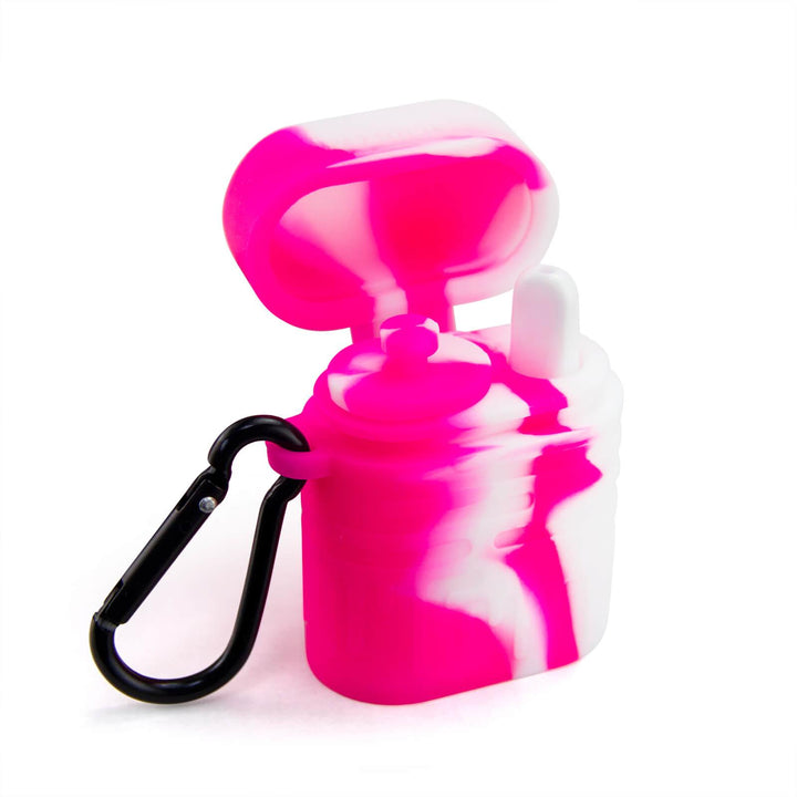 Side View of Pink Silicone Dugout One Hitter Set with Ribbed Textured Body