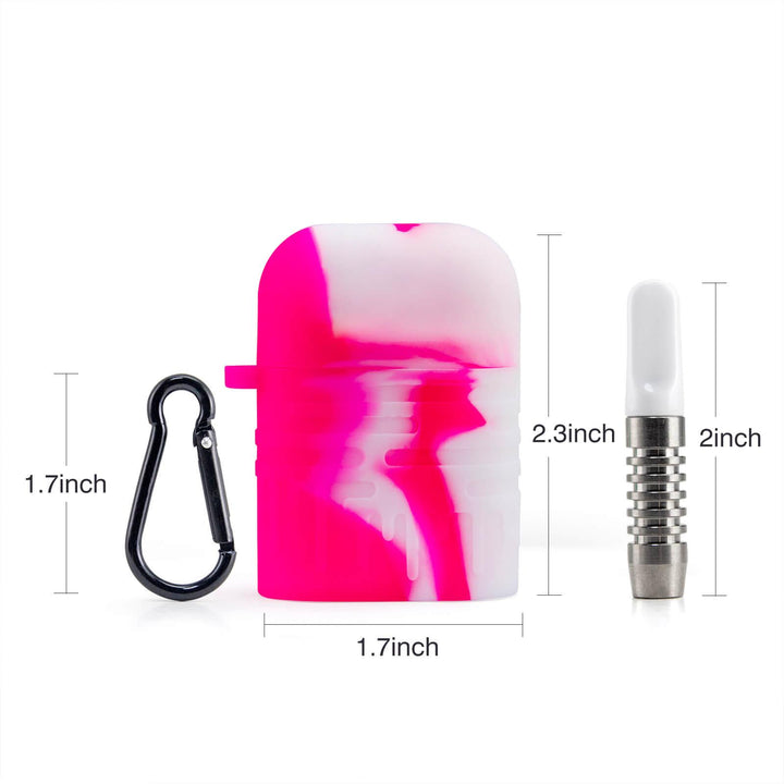 Pink Silicone Dugout One Hitter Set Dimensions - Pocket-Sized and Travel-Friendly