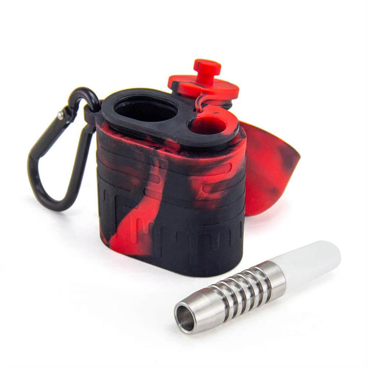 Portable Silicone Dugout with One Hitter Included for On-the-Go Smoking