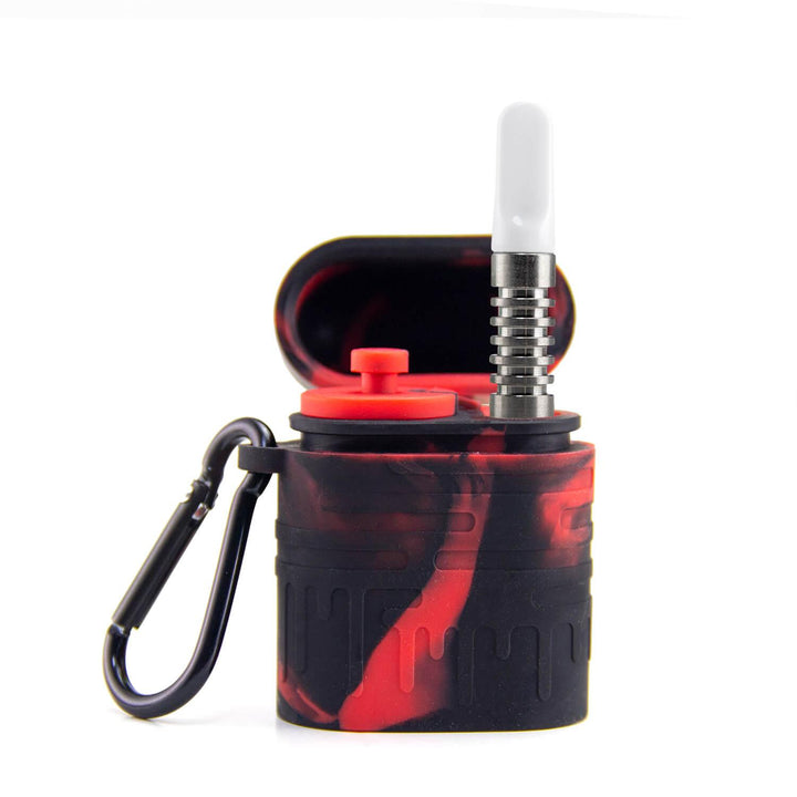 Red/Black Portable Silicone Dugout with One Hitter