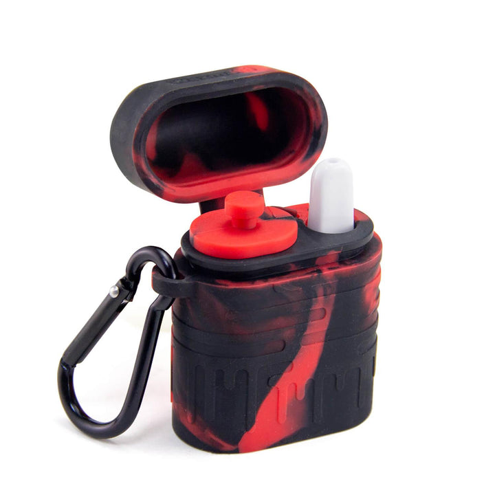 Red/Black Silicone Dugout with One Hitter - Side View