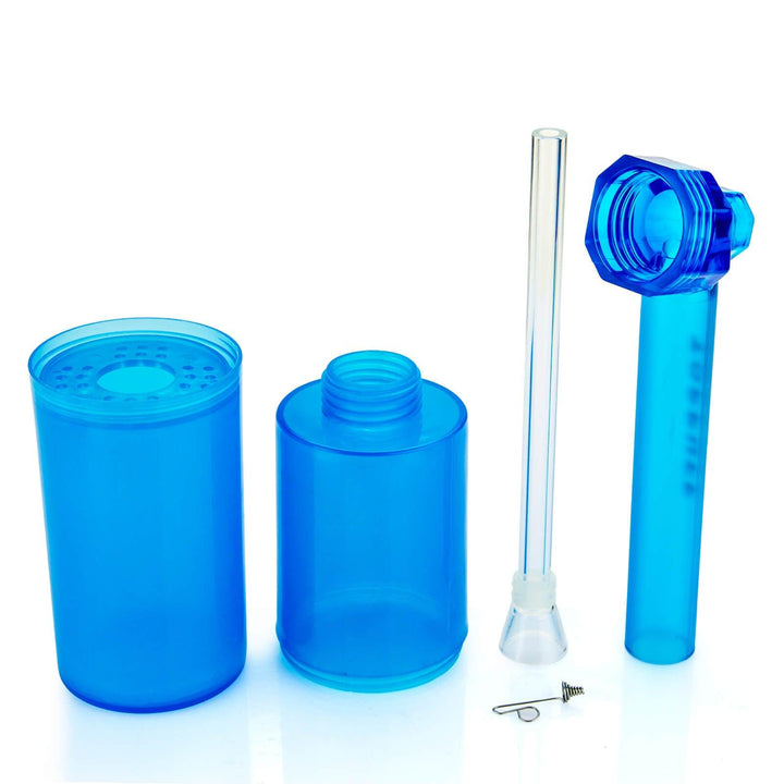 Blue Portable Toppuff Water Bottle Pipe Kit, close-up details
