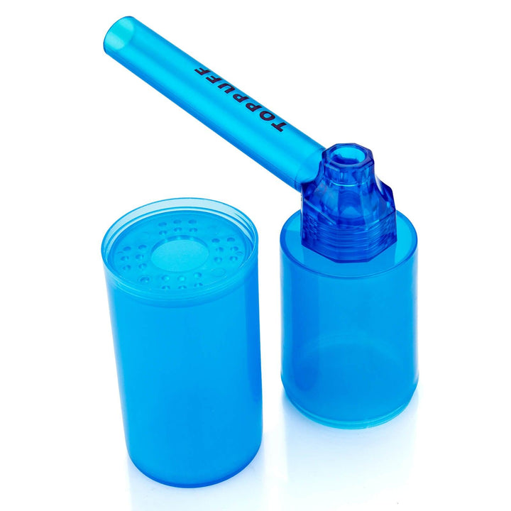 Blue Portable Toppuff Water Bottle Pipe Kit with all pieces