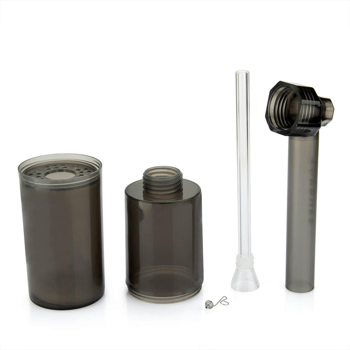 Black Portable Toppuff Water Pipe Kit, all parts displayed