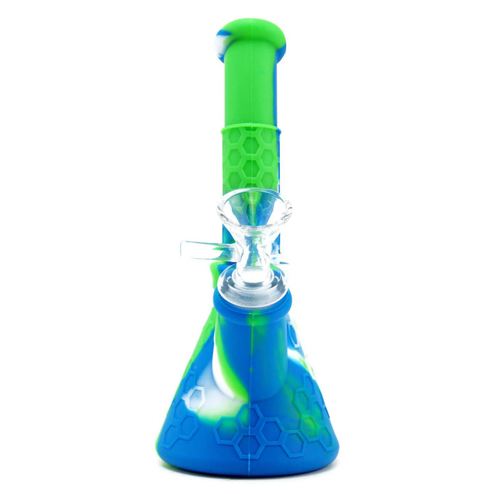 Silicone Beaker Bong with honeycomb design and bent neck