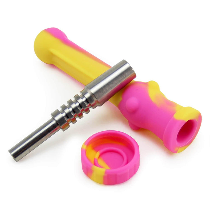 Silicone Honey Straw for Wax 3 piece set including silicone body, silicone cap, and 14mm titanium tip