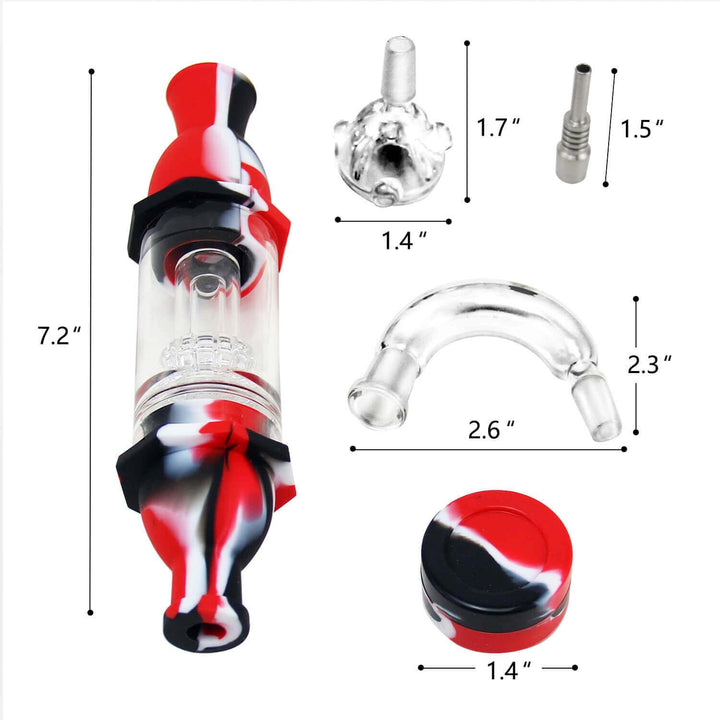 Silicone Honey Straw with Water Filter all parts and size measurements