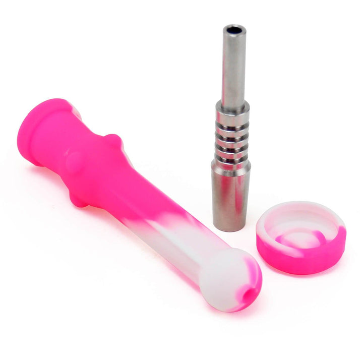 Silicone Dab Nectar Collector 3-Piece Kit - Titanium Tip, Silicone Body, Removable Silicone Cap