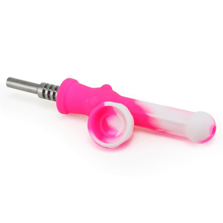 Top View of Silicone Dab Nectar Collector Showing Titanium Tip, cap, and Silicone Body