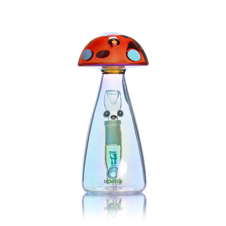 Back view of Trippy Shroom Bong 6 Inch with Inline Perc