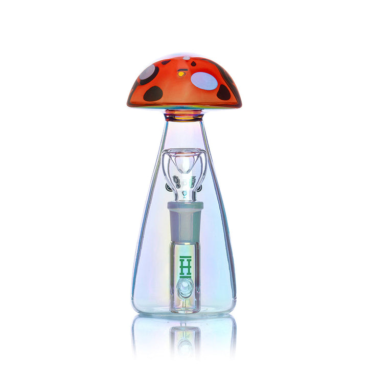 Front view of Hemper Trippy Mushroom Bong 6 Inch Inline Perc