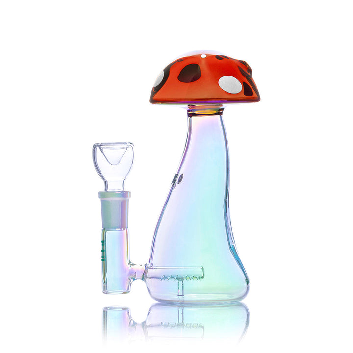 Left side of Hemper Trippy Mushroom Bong with inline perc