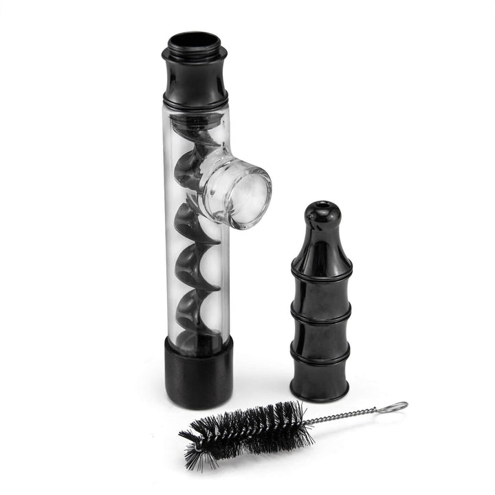 Twisty Glass Blunt package includes mouthpiece, rubber end caps, and cleaning brush